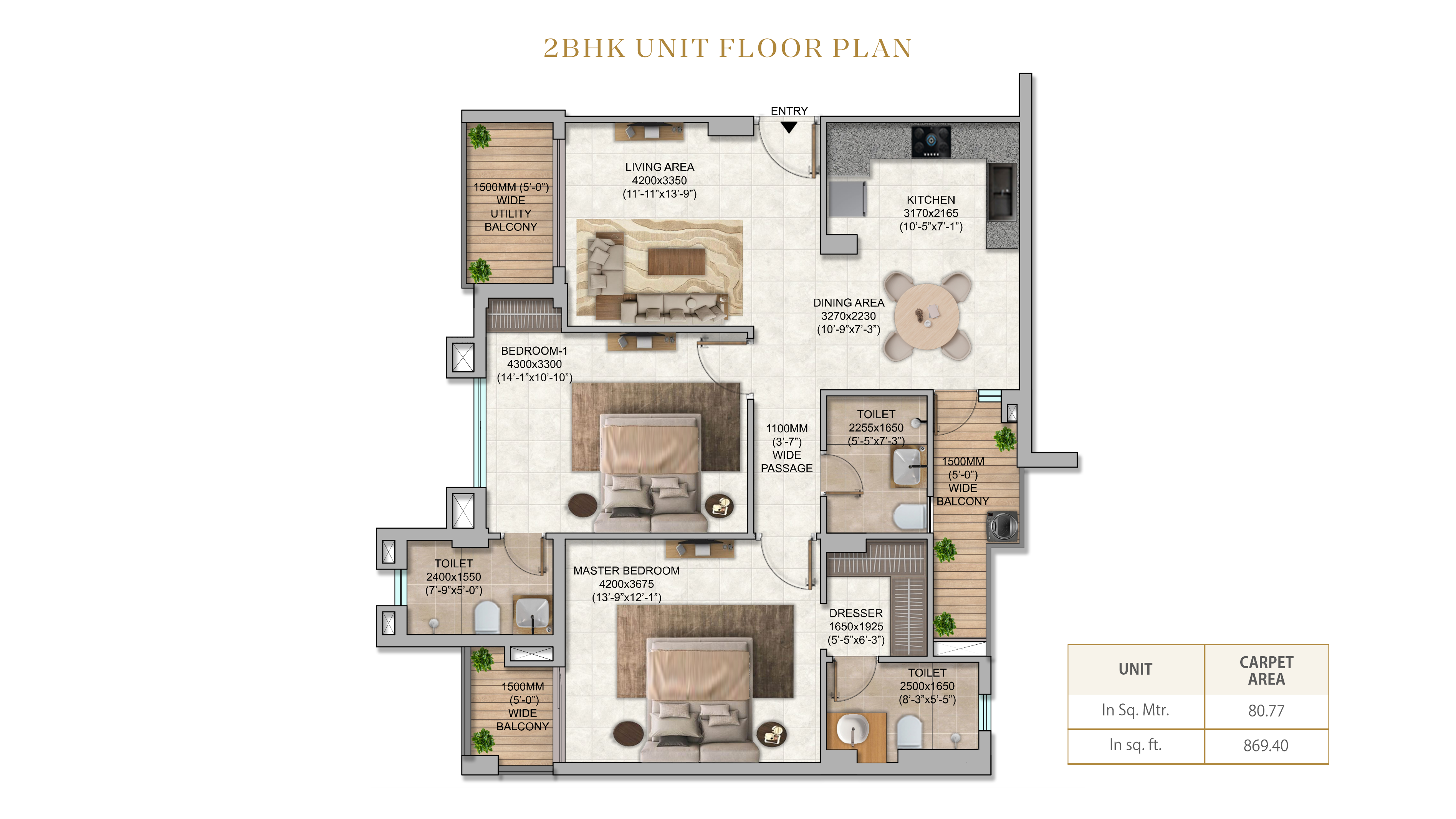 2 BHK Floor Plan