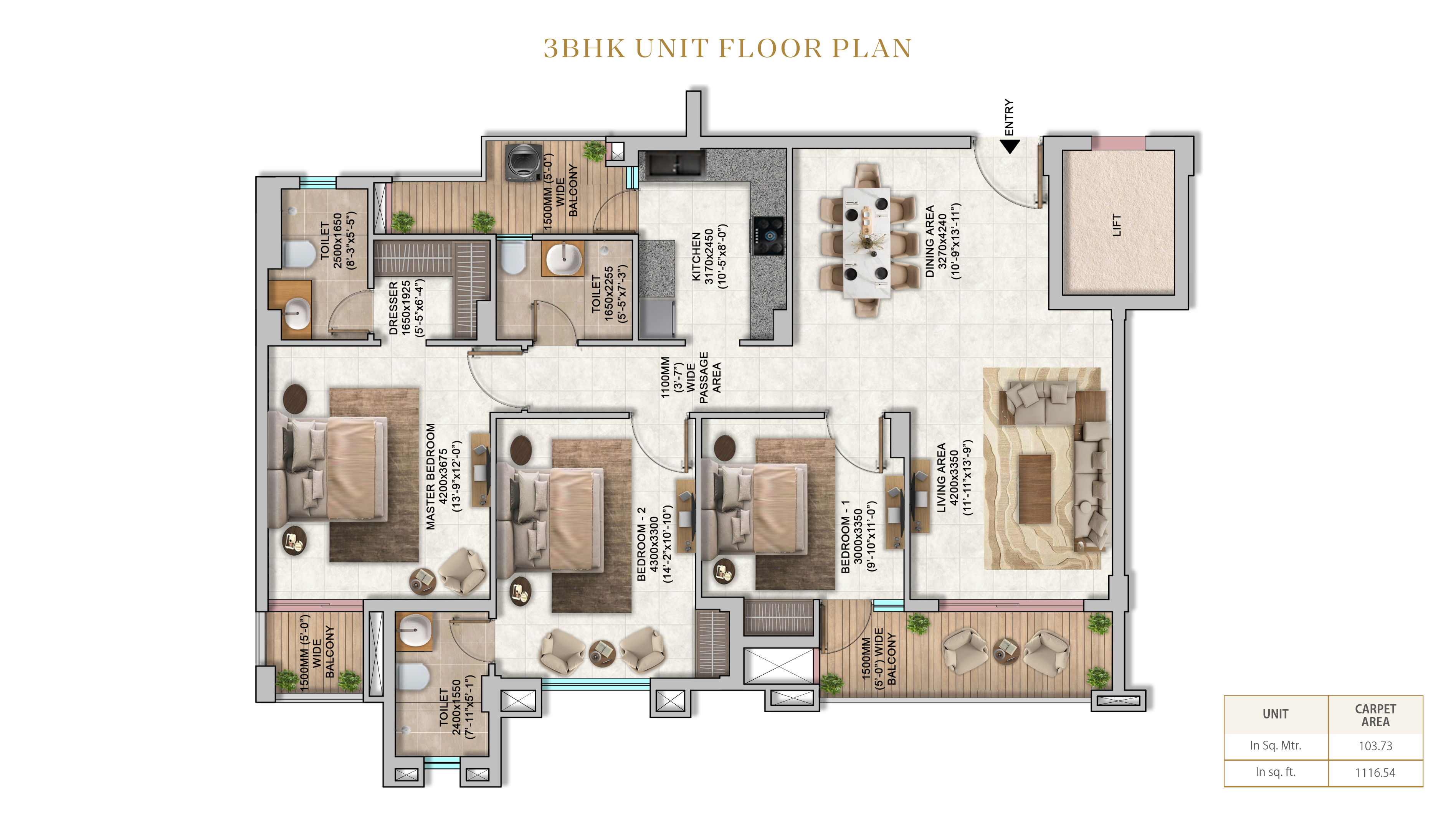 3 BHK Floor Plan